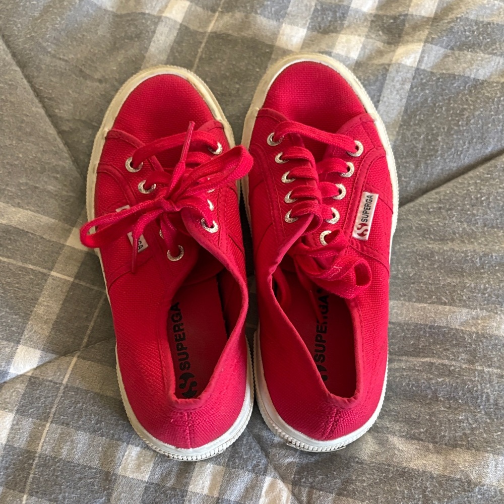 Superga Vibrant Red Lace-Up Sneakers